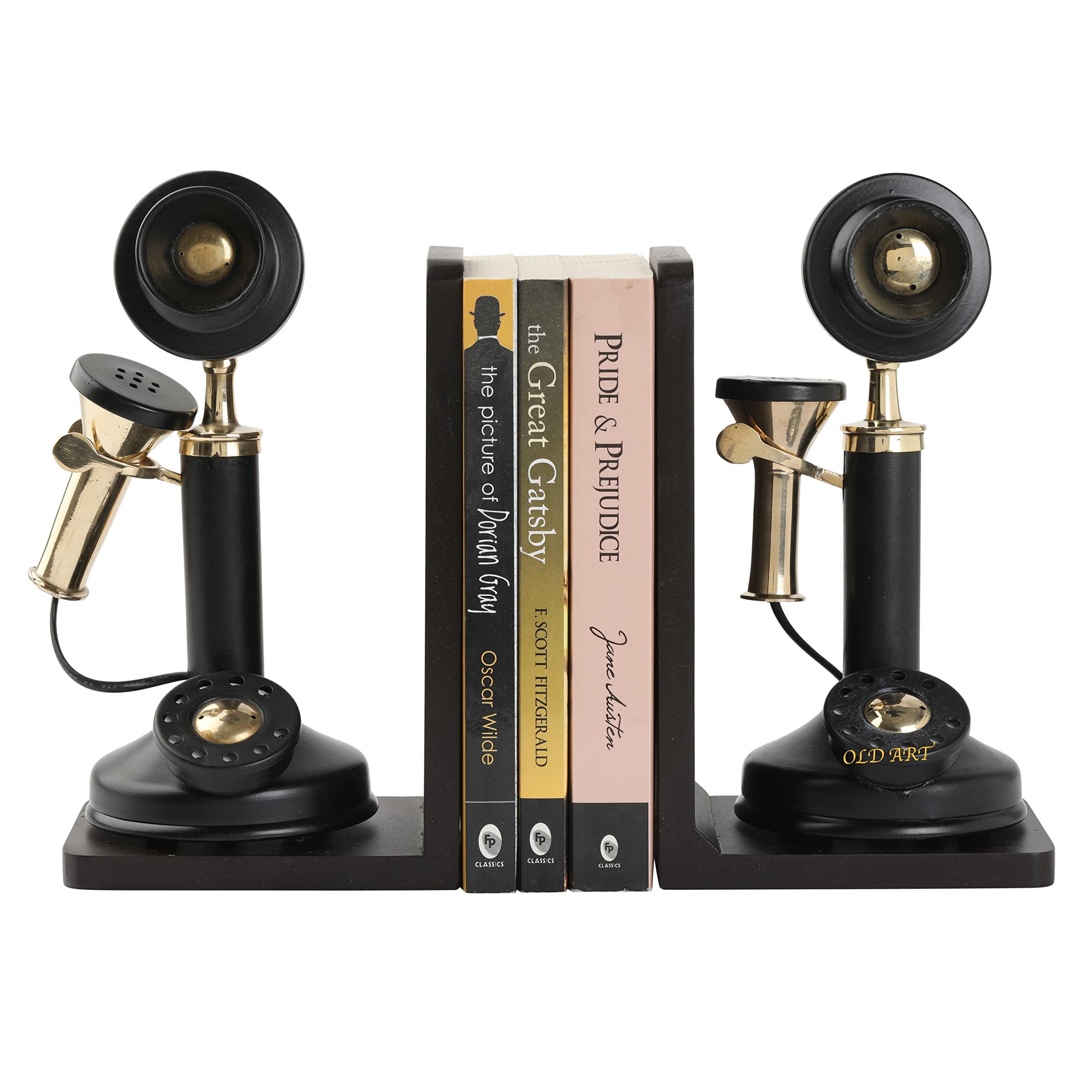Nautical Vintage Brass and Black Telephone bookend Non Working Telephone Only for Decoration-image-15