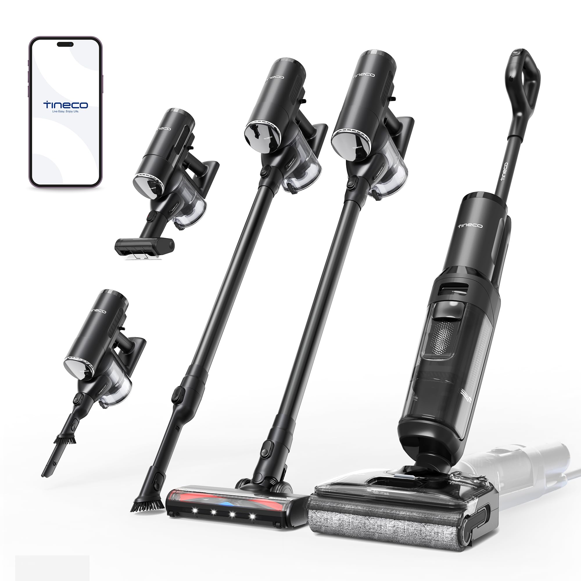 Tineco Floor One Switch S7 Stretch - Aspirador en seco y húmedo con batería 5 en 1, FlashDry Autolimpieza, DualBlock Antienredos, 50 min de autonomía, 22 kPa, Limpiador de Suelos Multifuncional para
