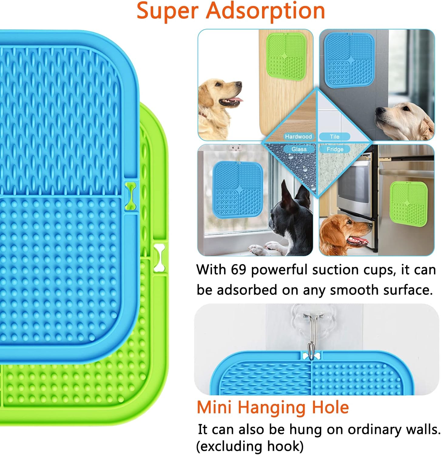 XIGOU Dog Lick Pad, 2-Pack Large Licking Mat for Dogs, Dog Slow Feeder Dog Licking Mat with Suction Cups. Boredom & Anxiety Reducer, Perfect for Food, Treats, Yogurt, or Peanut Butter.