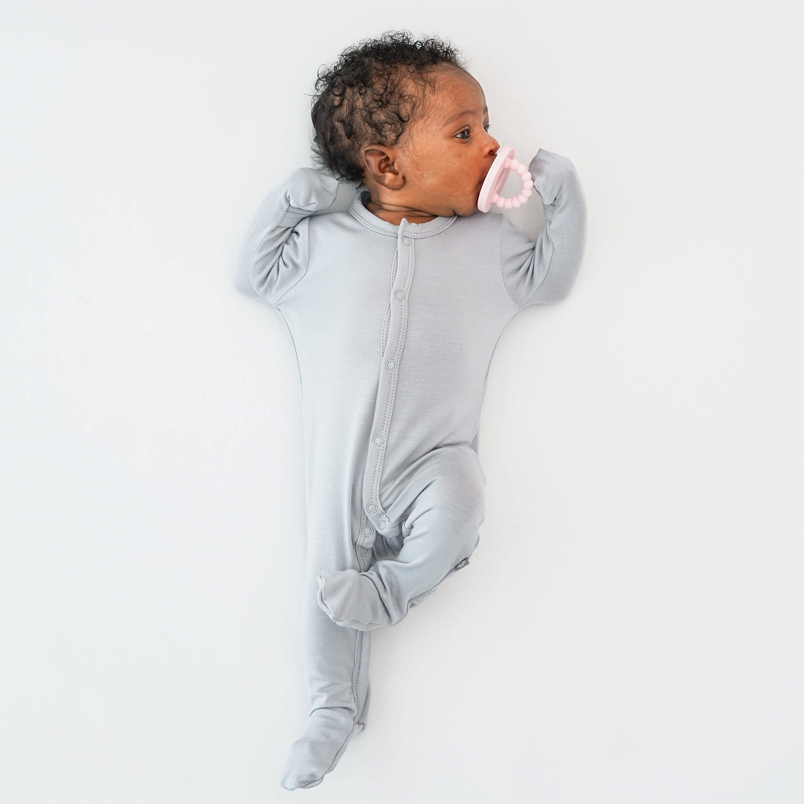 KYTE BABY Unisex Footie, Rayon Made From Bamboo- Snap Closure (0-3 Months, Storm)