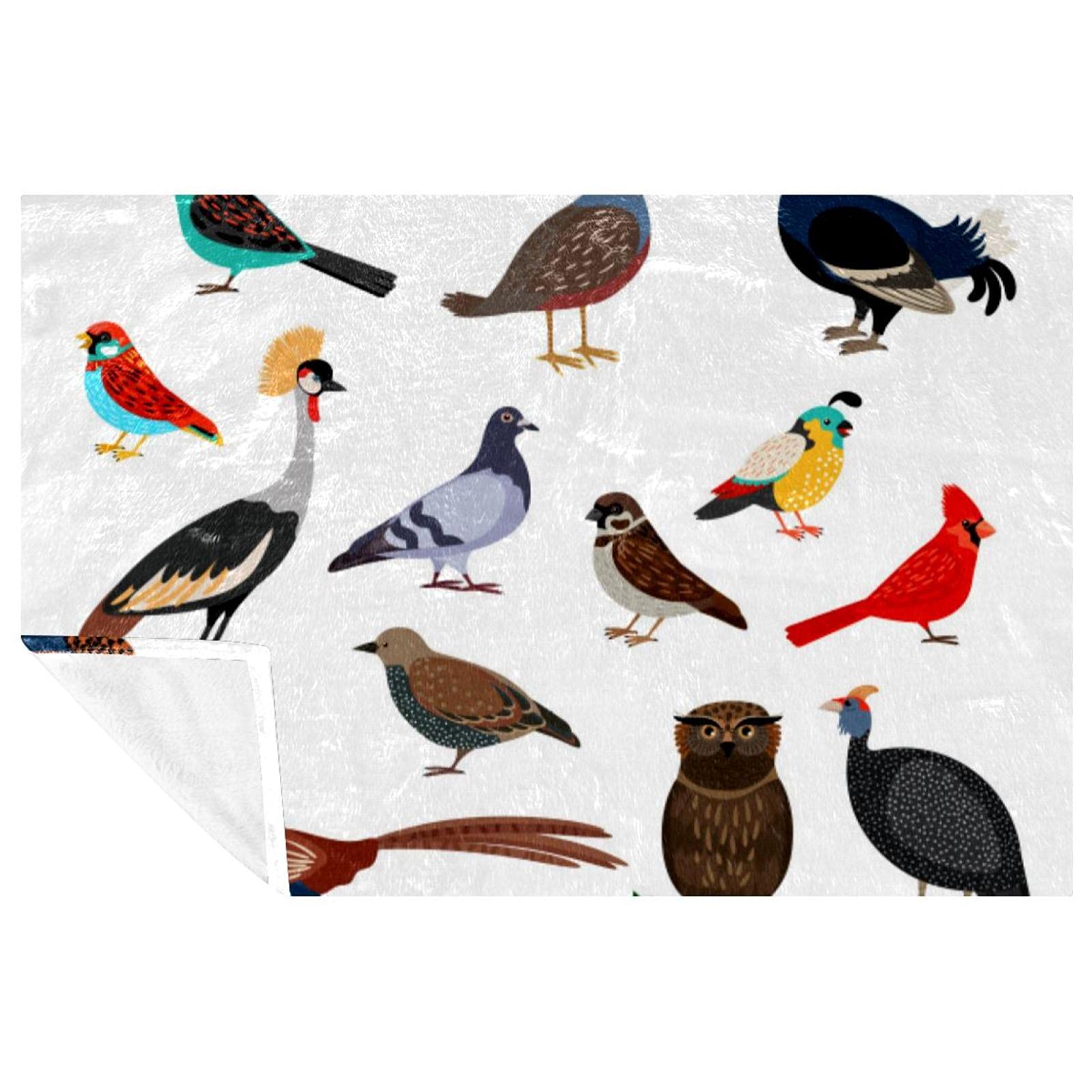 Couverture douce d'oiseaux 150x100 cm plaid de lit et canapé