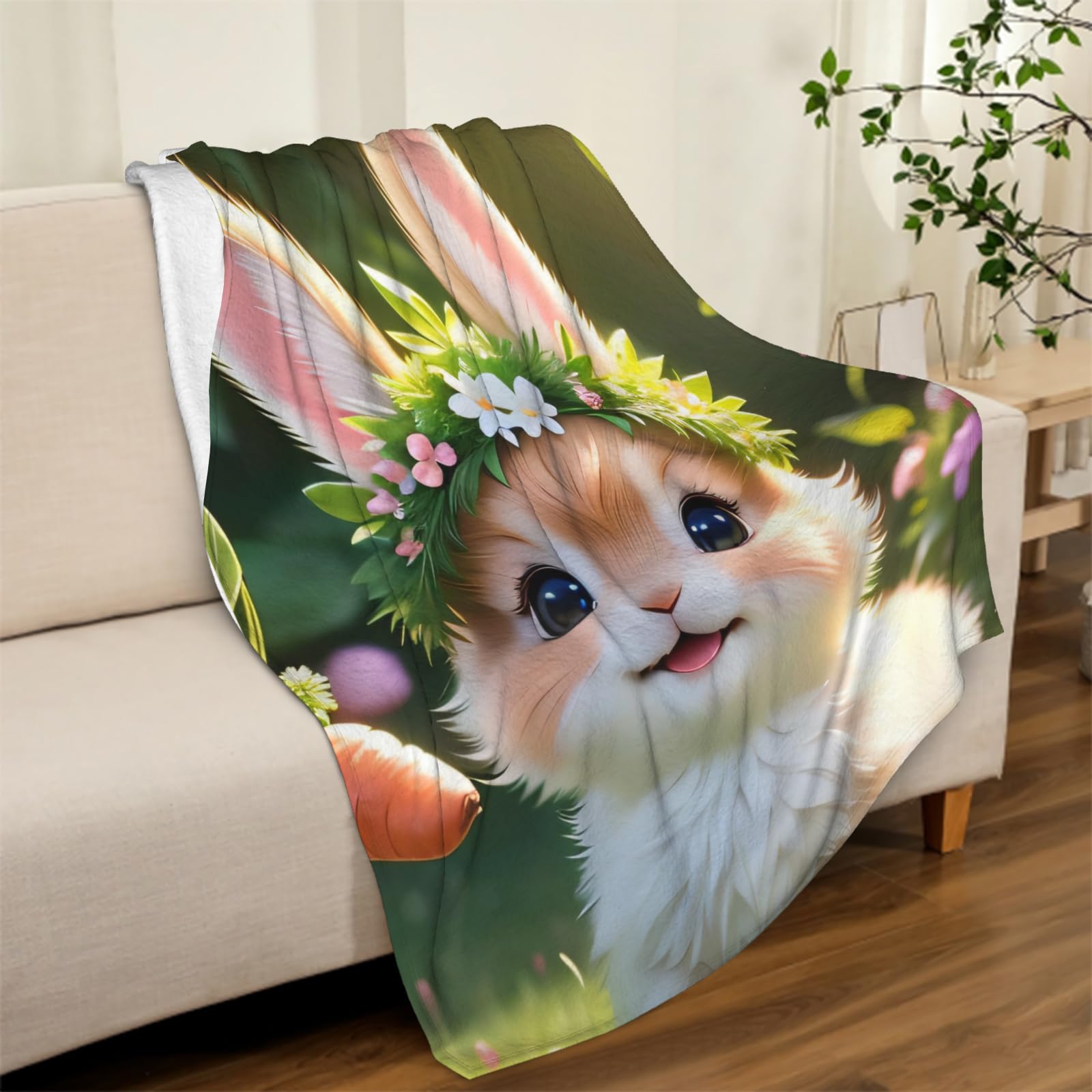 Supersoft Kaninchen-Fleecedecke Mit Wald-Motiv - Kuschelig, Leicht & Als Geschenk Ideal (versch. Größen, Flanell, Kawaii)