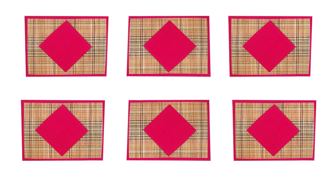 Buy H2H Natural Straw Dinning Kitchen Table Mat Set ( 6 Mats, 6 Napkins