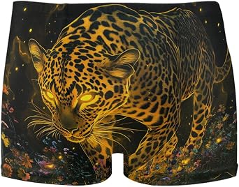 Yellow Leopard Swim Trunks Men Bathing Suits for Training Holiday