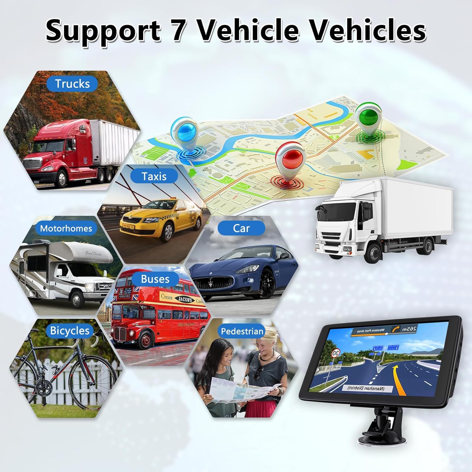 Navigatore satellitare da 9 pollici, sistema di navigazione GPS per camion, con mappe del Regno Unito e dell'Europa, aggiornamenti gratuiti a vita, supporto ricerca codice postale e guida vocale