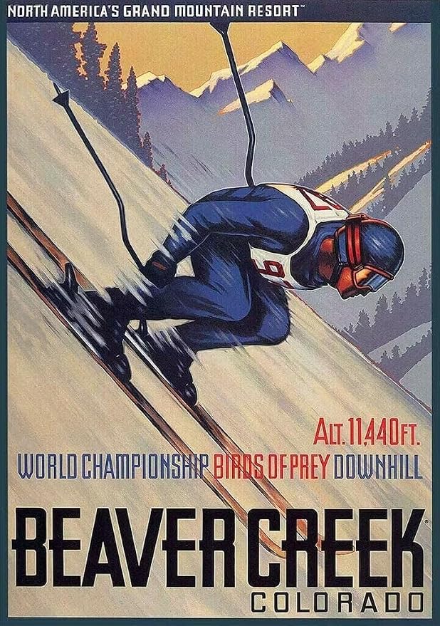 Amazon.com: Pzecaru Vintage Posters Skiing Canvas Wall Art Painting ...