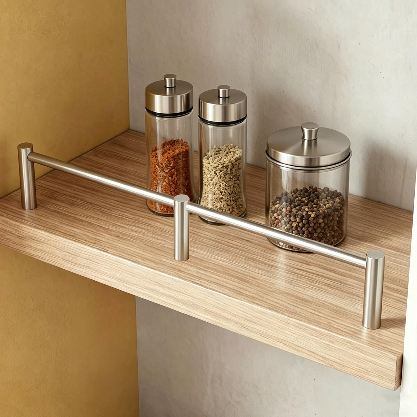 Barrera flotante decorativa de acero inoxidable para encimeras de cocina y baño, 65 cm, protección de riel de seguridad