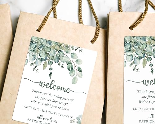 Miniatura 3 de Calcomanías personalizadas para bolsas de bienvenida de boda, etiquetas personalizadas para bolsas de regalo, bolsas para invitados de hotel,