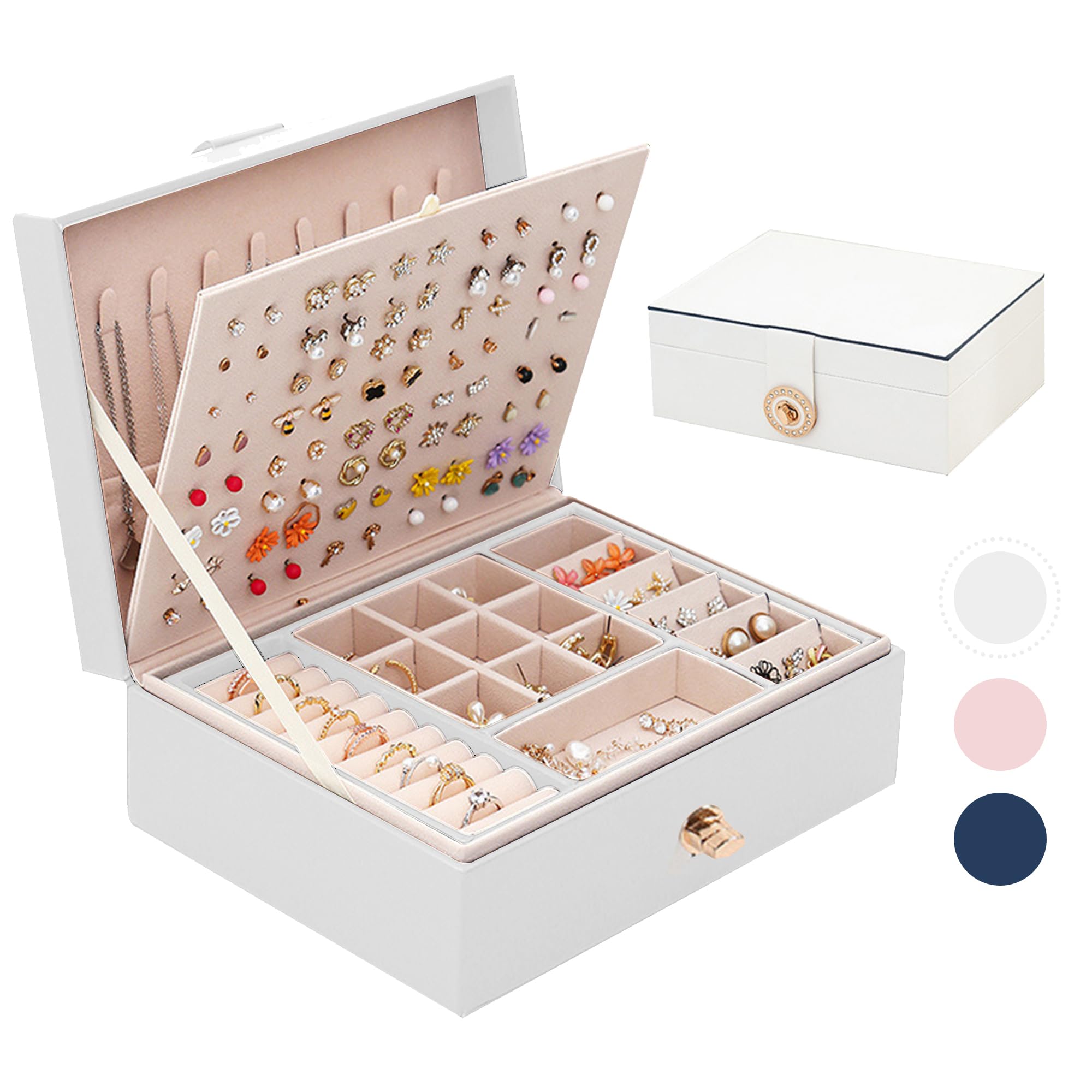 Yieseang Schmuckkästchen Mit Glasdeckel - Große Aufbewahrung Für Ringe & Ketten