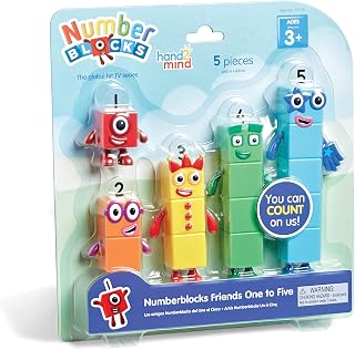 hand2mind Numberblocks Friends One to Five Action Figures - Official Math Toys, Counting Playset for Toddlers Ages 3-5, Birthday Gift