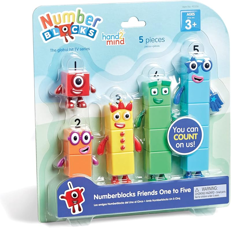 hand2mind Numberblocks Friends One to Five, Math Toys, 5 Pieces, Ages 3+ | Action Figure Set, Toy Figures & Playsets, Small Figurines for Kids, Counting Blocks, Numbers for Toddlers