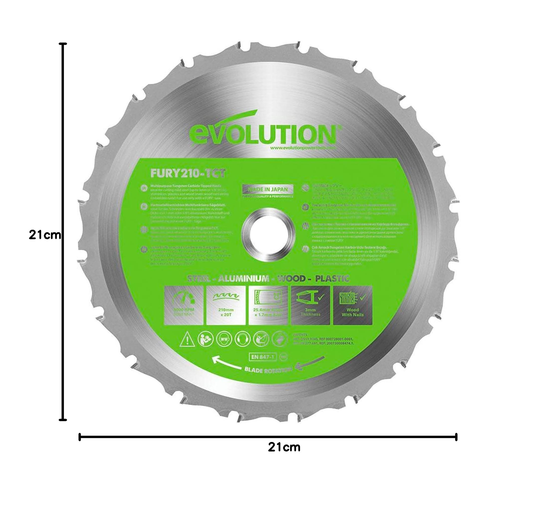 Evolution Disque multifonction FURY 210 mm, Vert