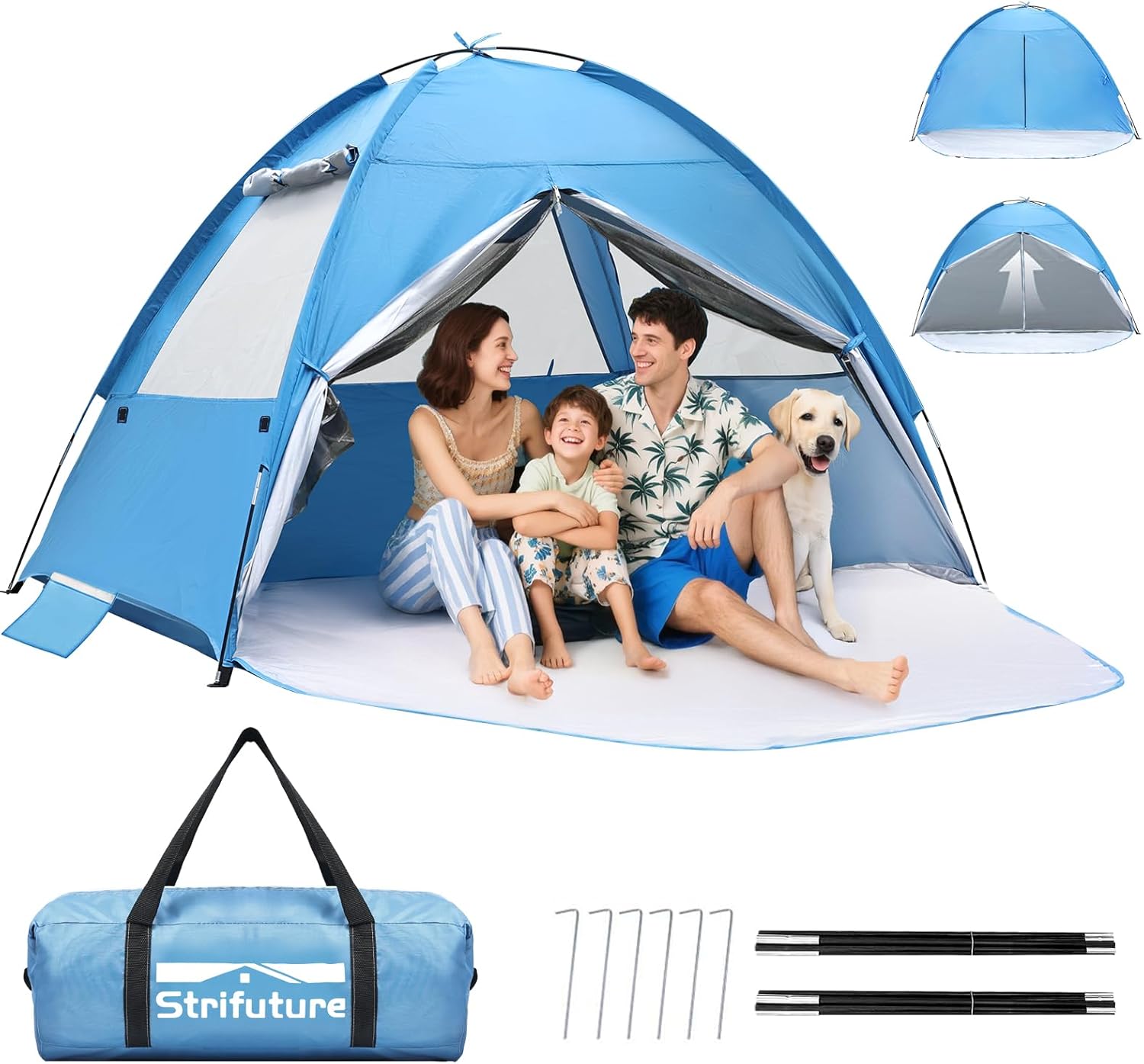 Beach Tent Sun Shelter for 4/5 Person – UPF 50+ UV Protection Portable Beach Shade Sun Canopy, Waterproof & Lightweight, Easy Setup Beach Tent for Family Beach Trips, Picnics, Camping