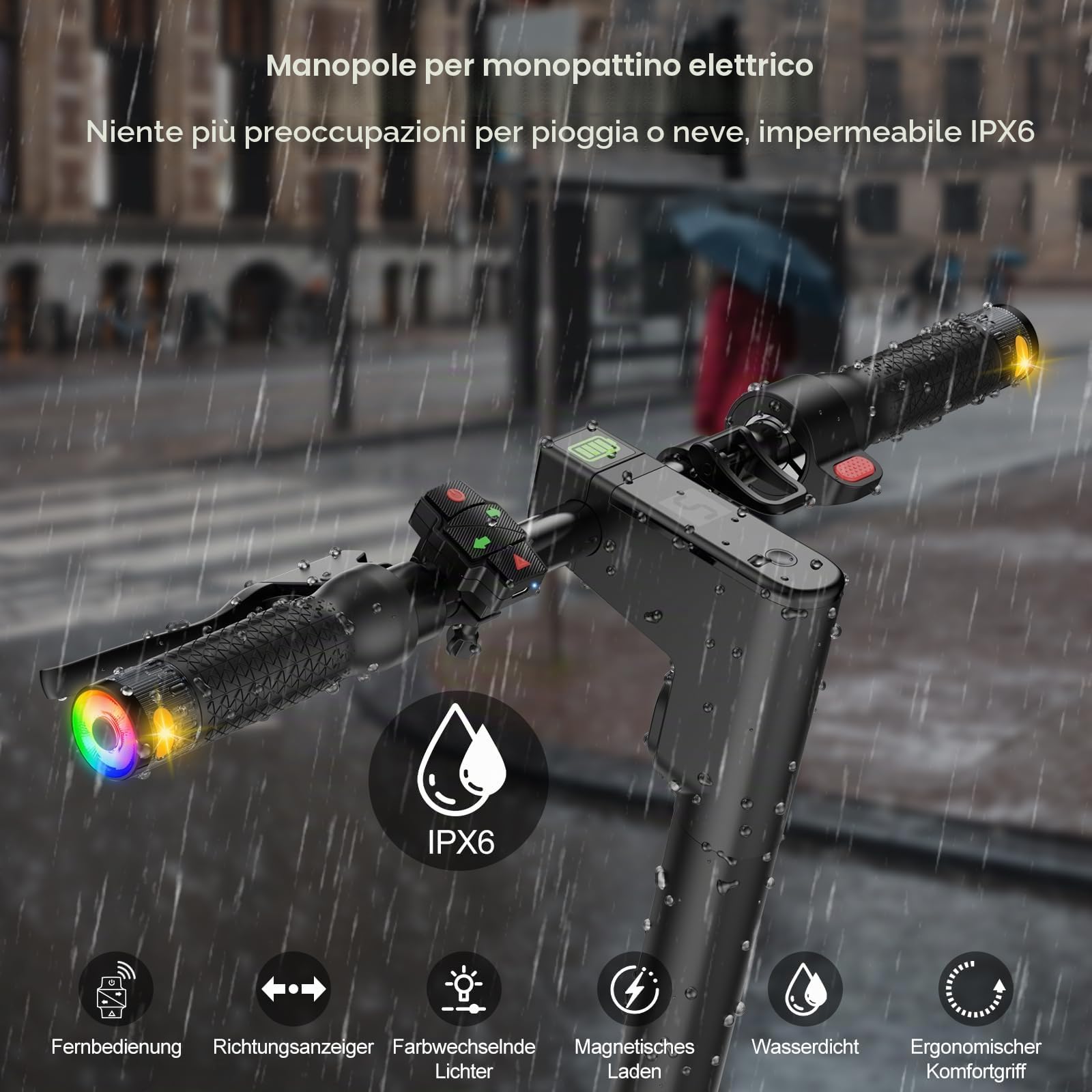 E Scooter Freccia Maniglia Indicatori direzione colorati monopattino | Con ricarica magnetica e telecomando, installazione su manubrio, adatto Xiaomi Ninebot segnale luminoso sicuro