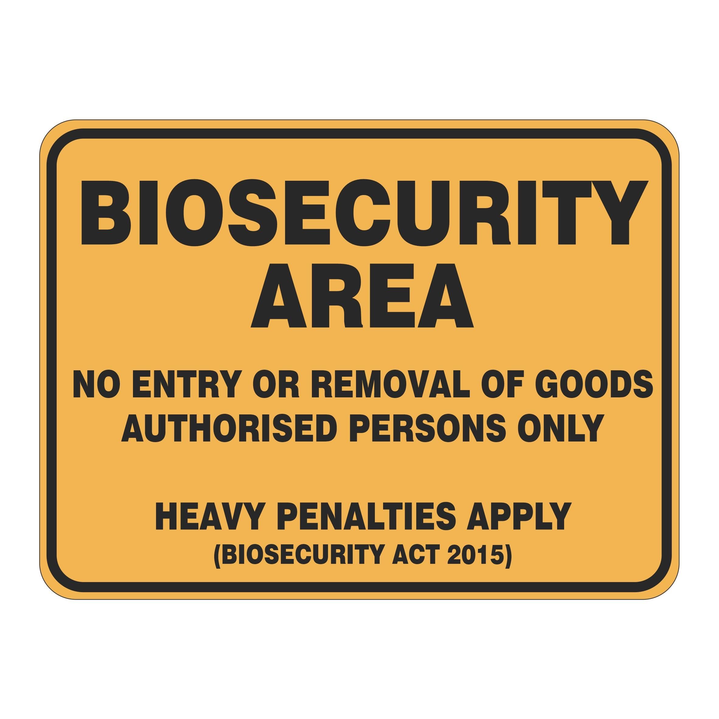 Biosecurity Area No Entry Or Removal Of Goods Sign Metal Tin Sign 8 x 12 inch for Industrial & Commercial