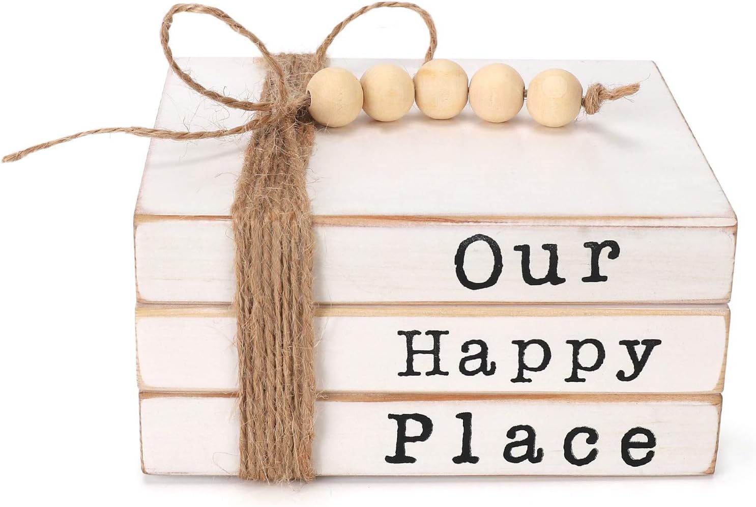 kroucoco Small Size Wood Decorative Book Stacks|Farmhouse Decor Book Stack|Decorative Wooden Books (white)