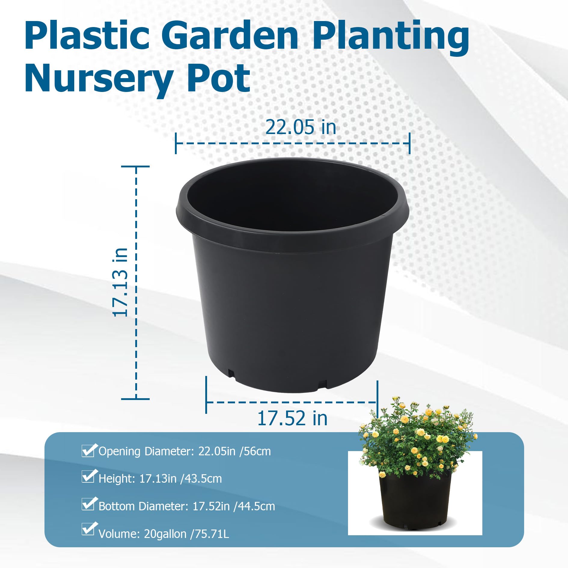 Amazon.com: elfinrm Planter Nursery Pots 20 Gallon Pots for Plants,  Injection Molded Plastic Nursery Pots, Plant Container 20 Gal 5-Pack :  Patio, Lawn & Garden
