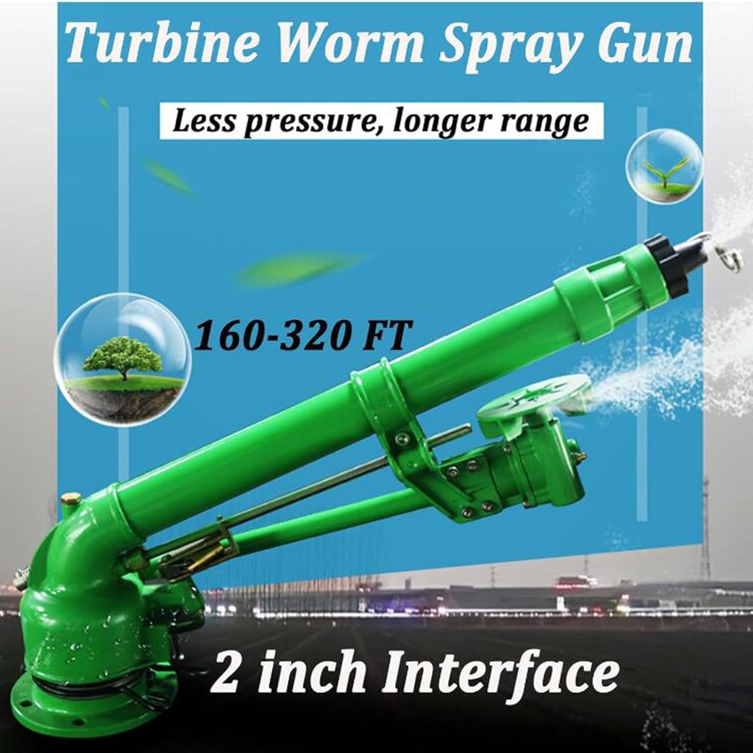 Farm Irrigation Sprinkler Head, 2-Inch Pulse Impact Sprinkler Head, 360 ° Large-Area Spraying, with Replacement Nozzle Set, Suitable for Agricultural Lawns