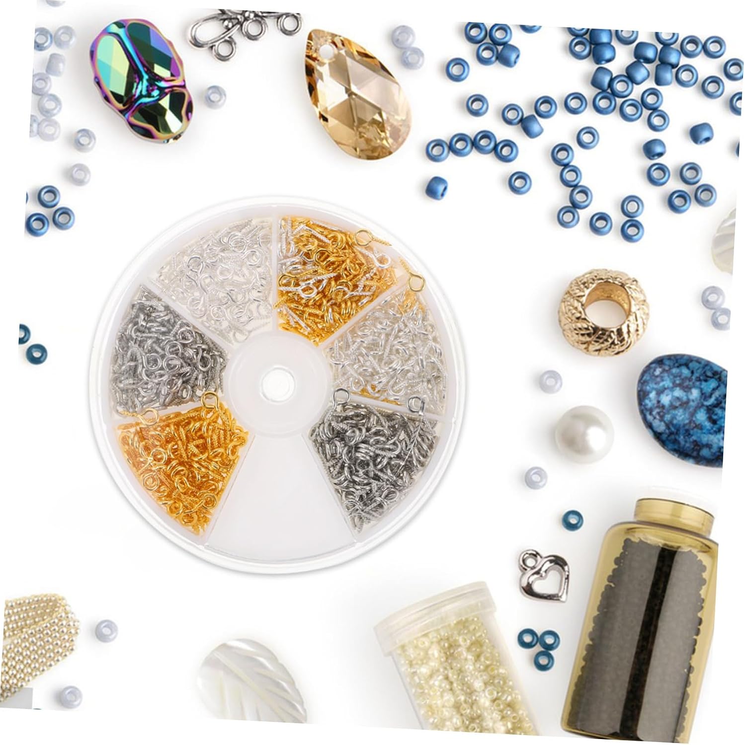 Mini Screw Eye Jewelry Making Findings Pendant Supplies for Necklaces and Earrings Charm Beads and Screw Hooks for Creative Jewelry Design
