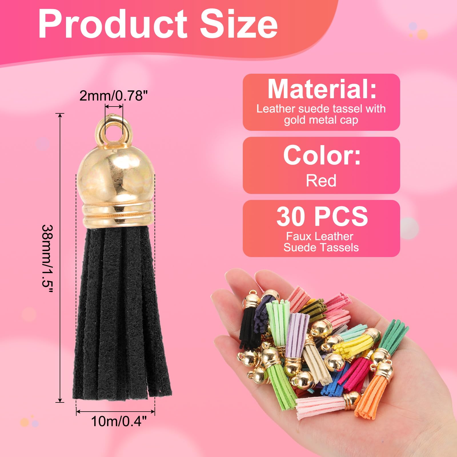 PATIKIL 1.5 Inch Leather Tassels - Image 2