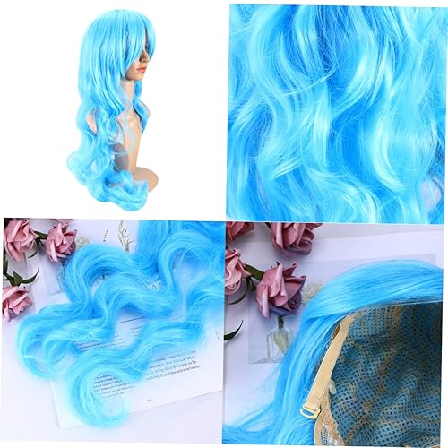 Miniatura 3 de FRCOLOR 80 Pelucas de cabello lacio de encaje pelucas onduladas para cosplay, pelucas coloridas para mujeres, pelucas de color rizado, peluca rizada