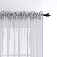 Vista 5 de Cortinas plateadas de 84 pulgadas de largo para sala de estar, juego de 2 paneles de cortinas traslúcidas con bolsillo para barra, cortinas grises