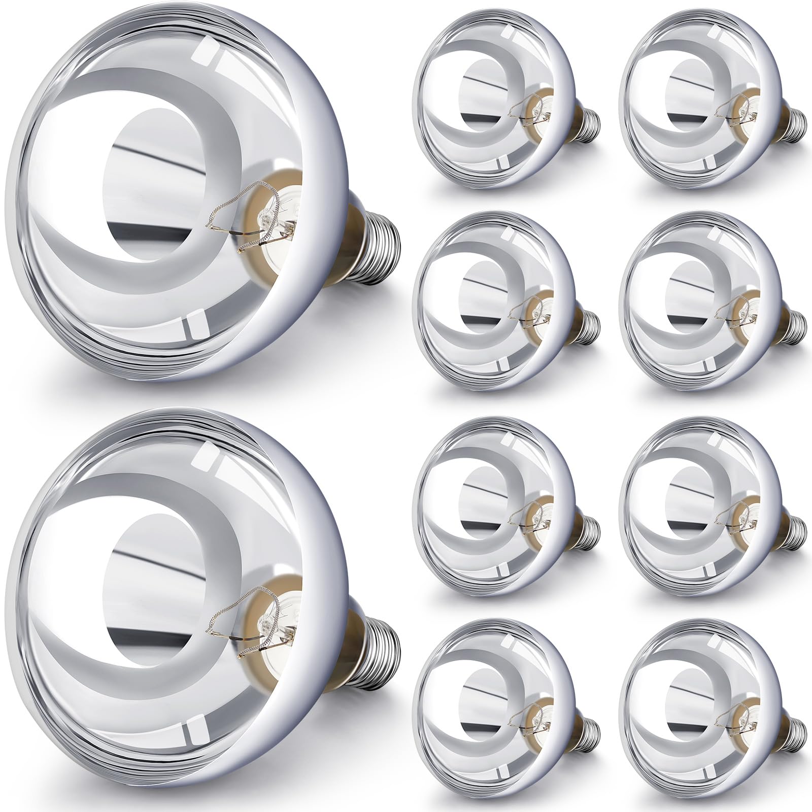 VIHOSE 10 Pack Heat Lamp Bulbs 250 Watt, R40 E26, Silver