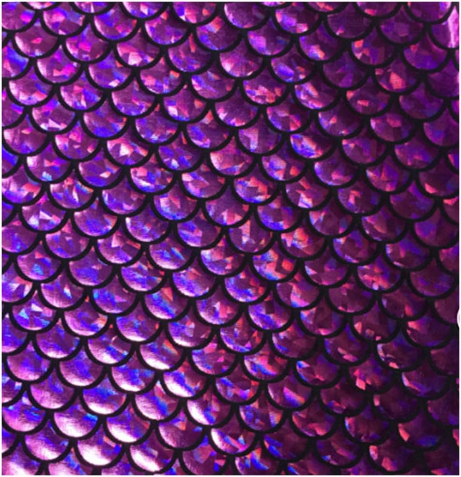 Sparkle Purple Mermaid Scales Hologram Fish Scale Stretch Spandex Sold by The Yard