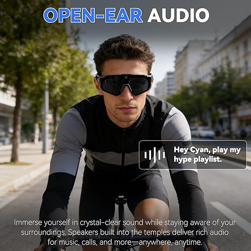 Vista 4 de Lentes inteligentes AI 2026 con cámara 4K, lentes para correr de video con control de voz y reconocimiento de objetos, gafas de sol con llamada