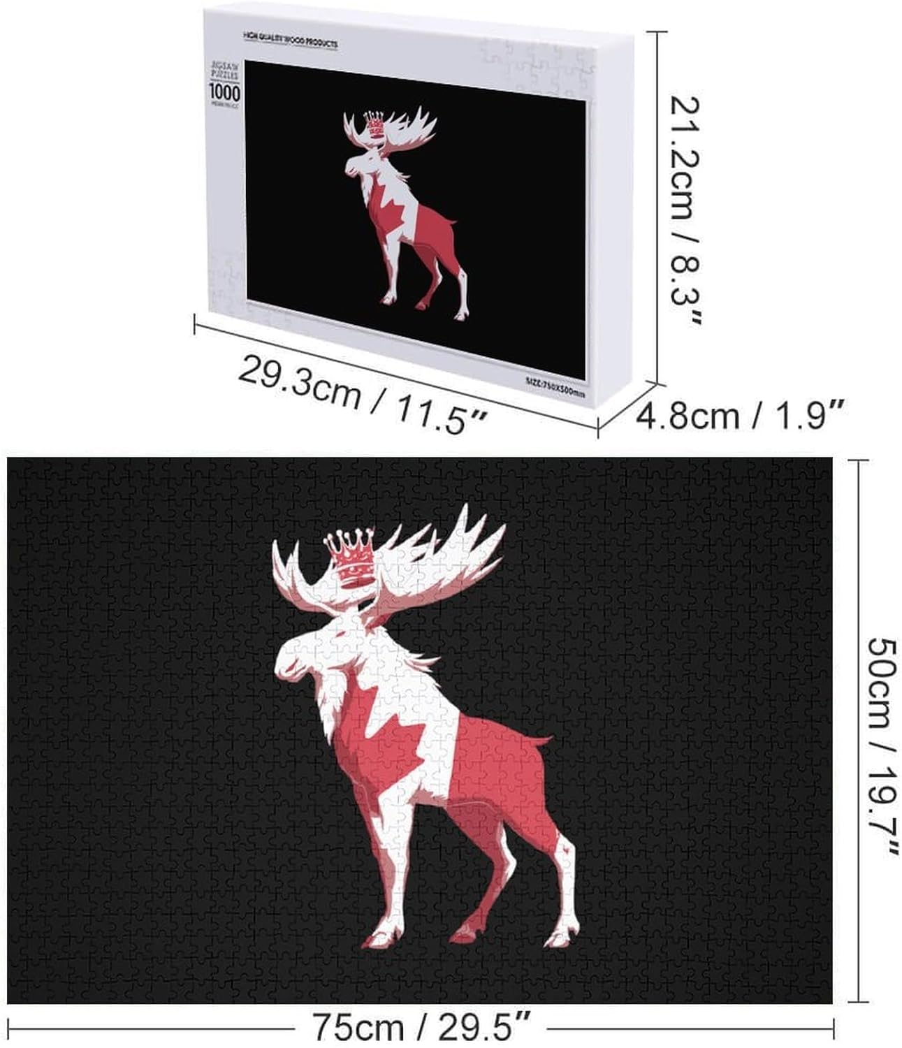 Old Canadian Moose Puzzles for Adults 1000 PCS Wooden Jigsaw Puzzle Wall Decor Christmas