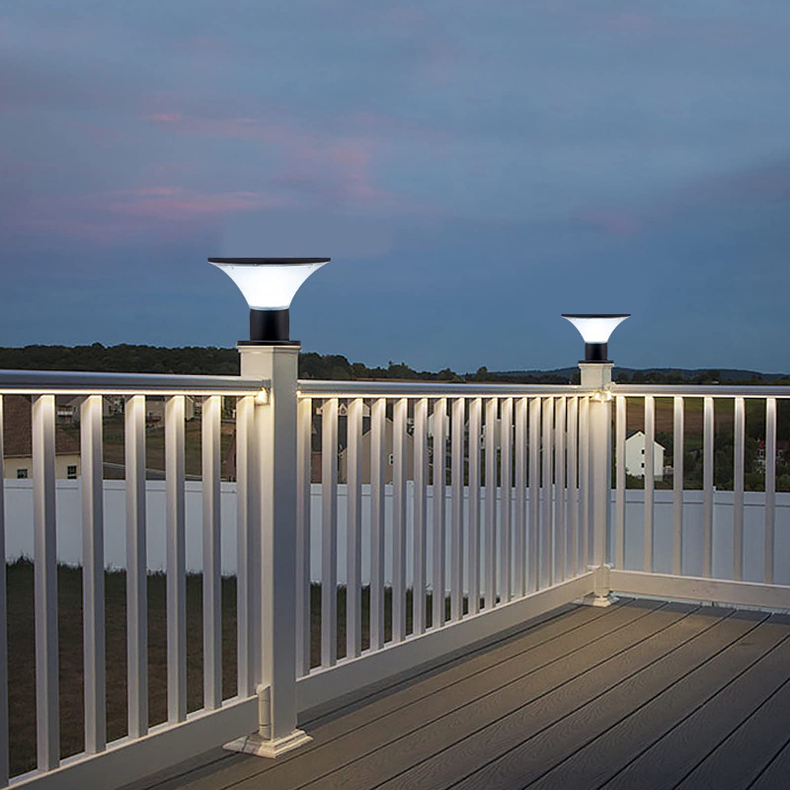 Solarna lampa ogrodowa LED z czujnikiem zmierzchu do świtu, wodoszczelność IP65, aluminiowe lampy cokołowe na tarasy i ścieżki, jasność 500 lm