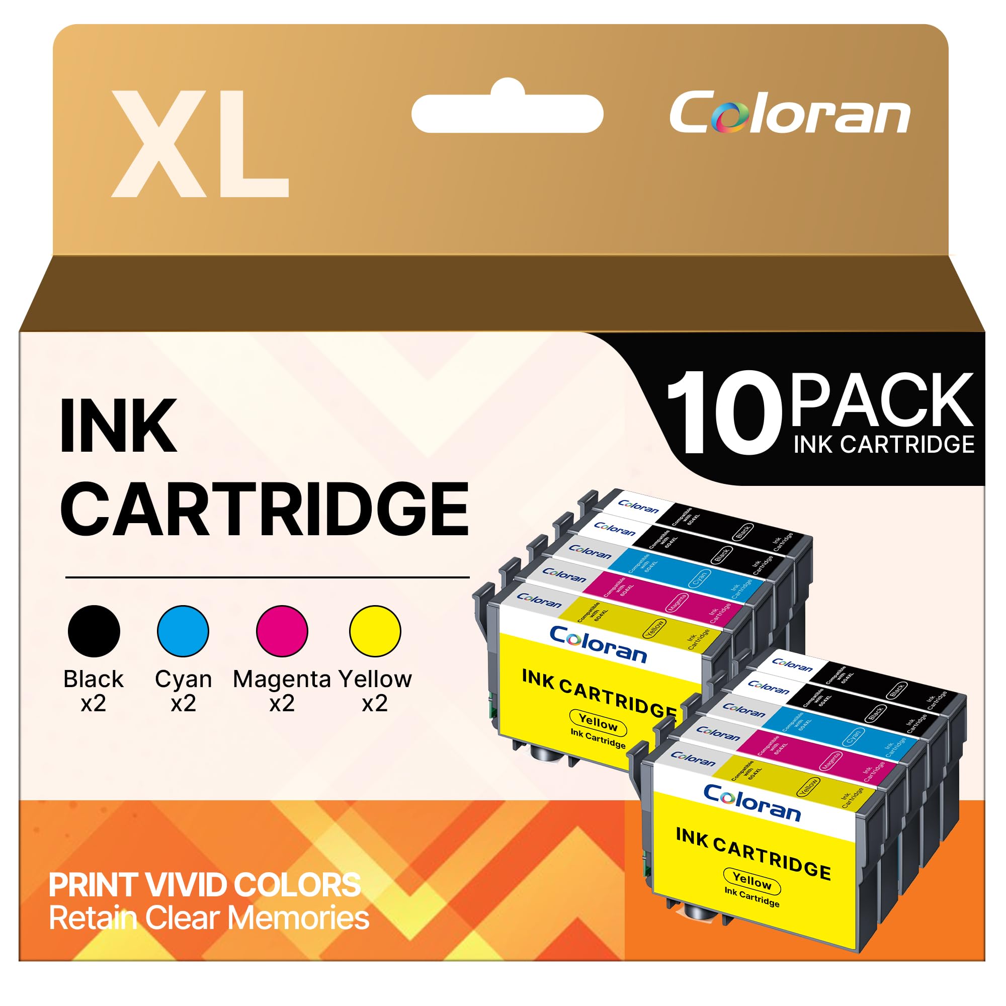 Coloran 604XL Patronen für Epson 604 Patronen Multipack 604 XL kompatible für Epson XP 3200 XP 2205 Druckerpatronen XP 4200 XP 3205 XP 4205 WF 2910 WF 2935 (10er-Pack)