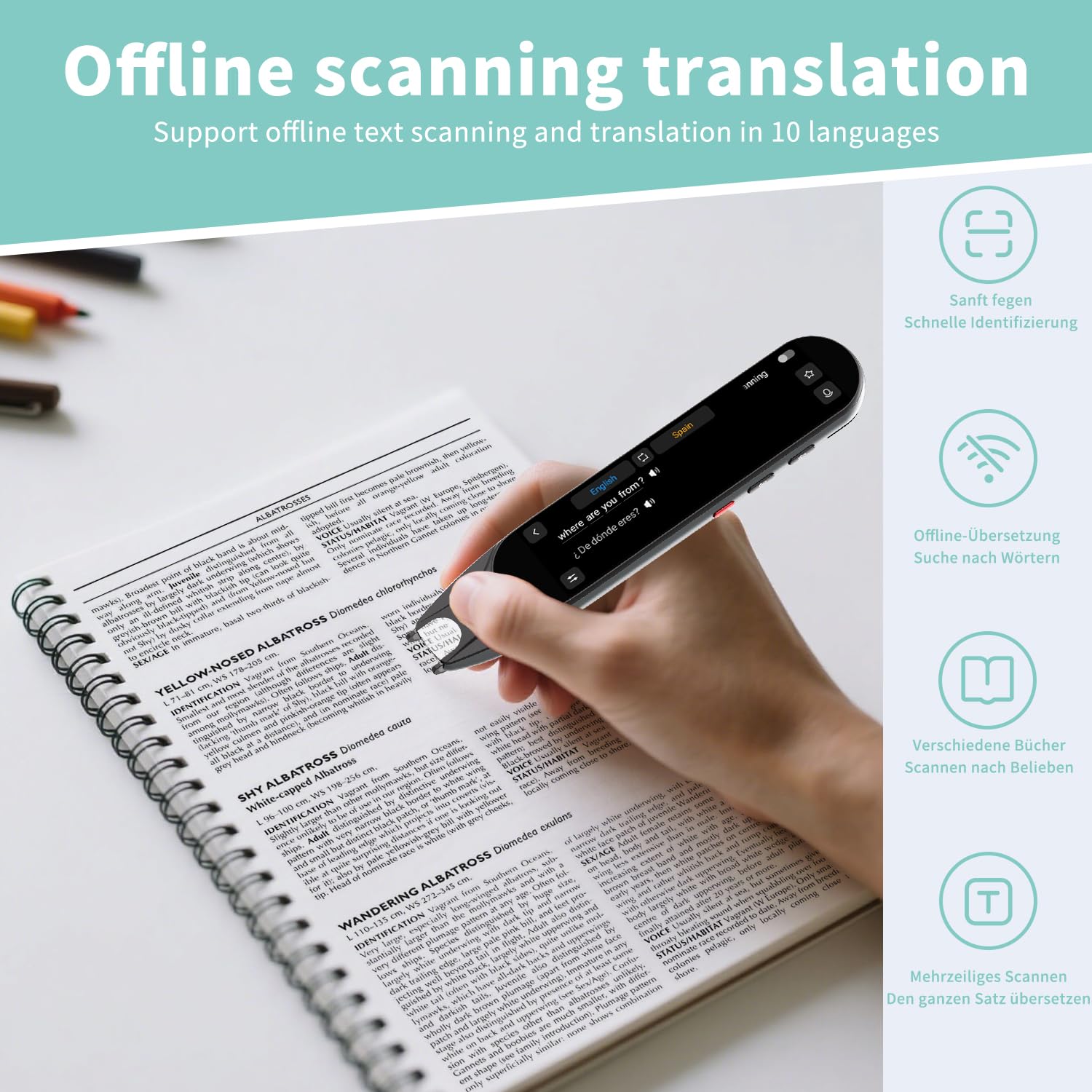 Translation Pen&Scan Reading Pen for Language Learners,Dyslexia&Learning Difficulties,Translator Pen for 142 Language(Grey - Image 4