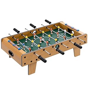 HOMCOM Futbolín de Mesa, Cuerpo Madera Resistente, Juego Mesa de Fútbol con 18 Jugadores, 2 Bolas, 6 Asas y 2 Marcadores de Puntos para 2-4 Personas, 69x36,5x22 cm, para Niños de +6 Años y Adultos