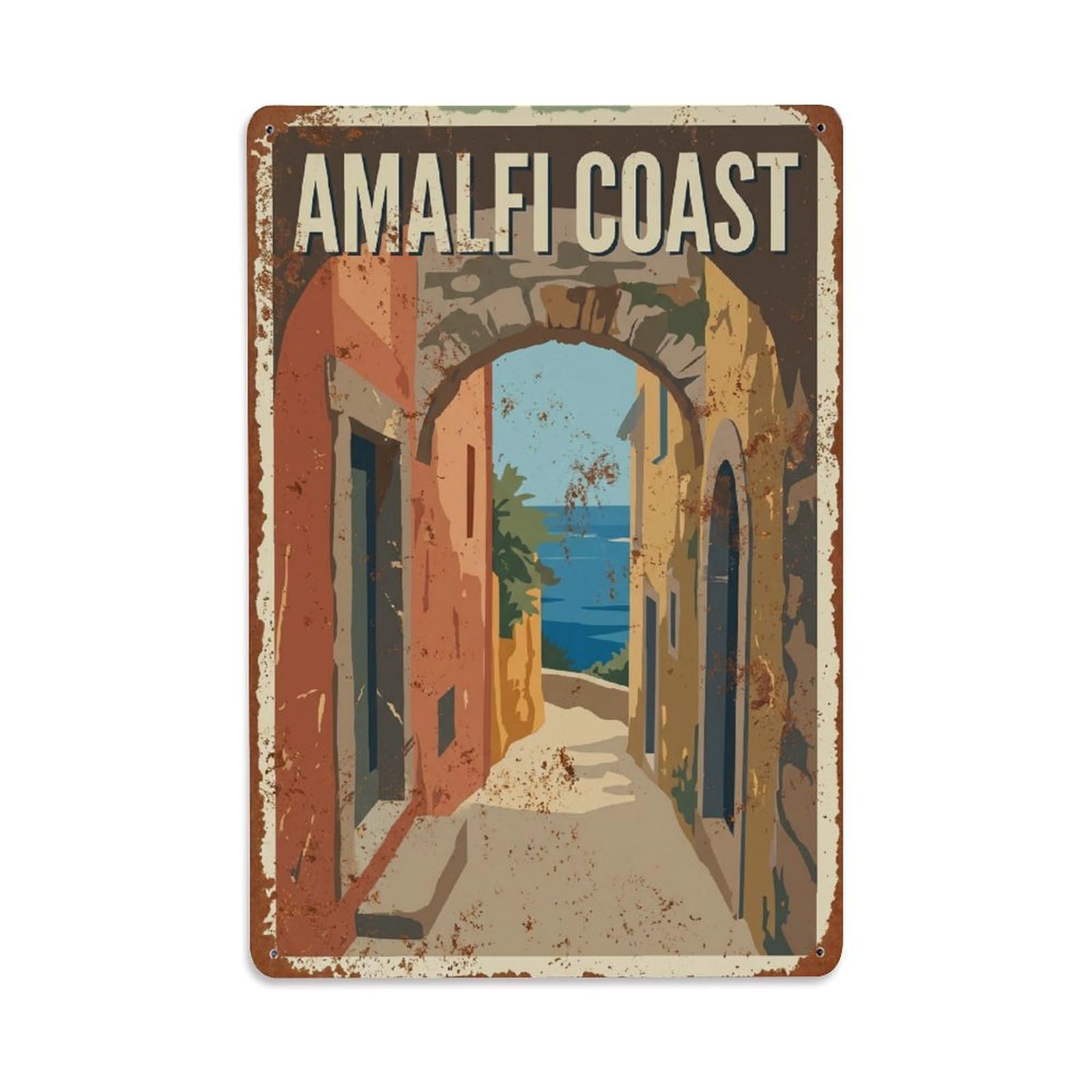 Vintage Travel Passage Italy Narrow Metal Tin Sign