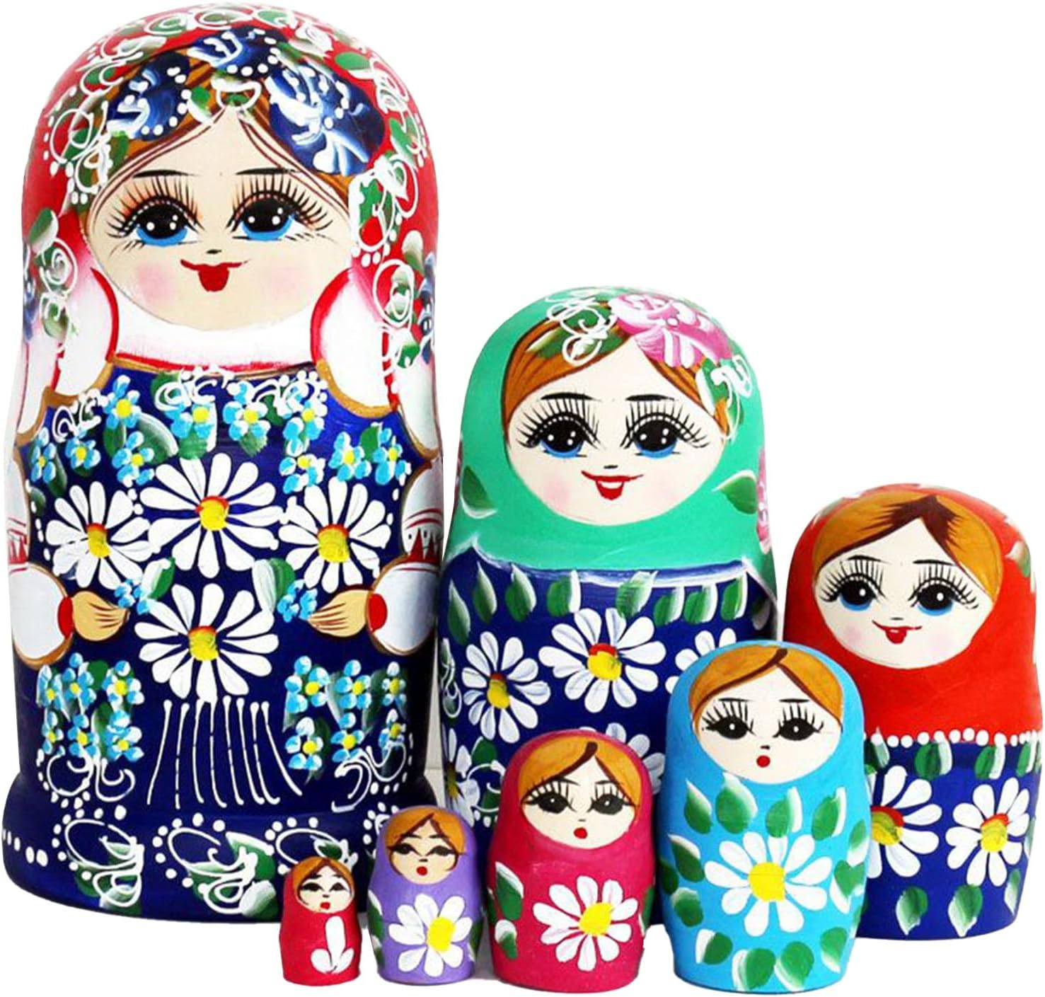Russian Nesting Dolls | Wood Daisy Pattern Table Decor - Home Decor Nesting Doll,for Kids Teens Adults Collectors Students Art Lovers Birthday Holiday Office Playroom