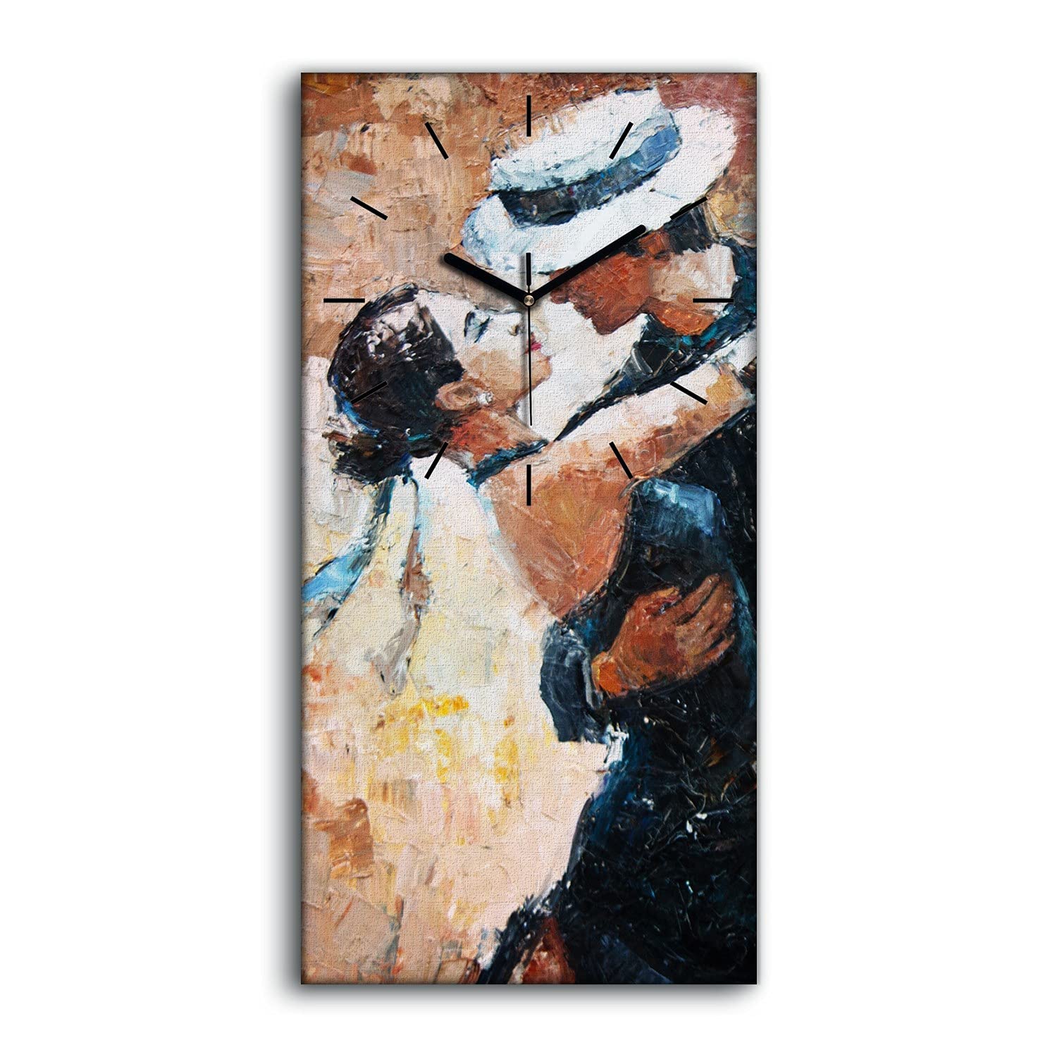 Horloge sur toile silencieuse motif danseurs de tango 30x60