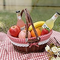 Vista 6 de KINJOEK Cesta tejida de mimbre, cesta multiusos de sauce natural con asa, forro de tela de algodón de lino de primera calidad para almacenamiento