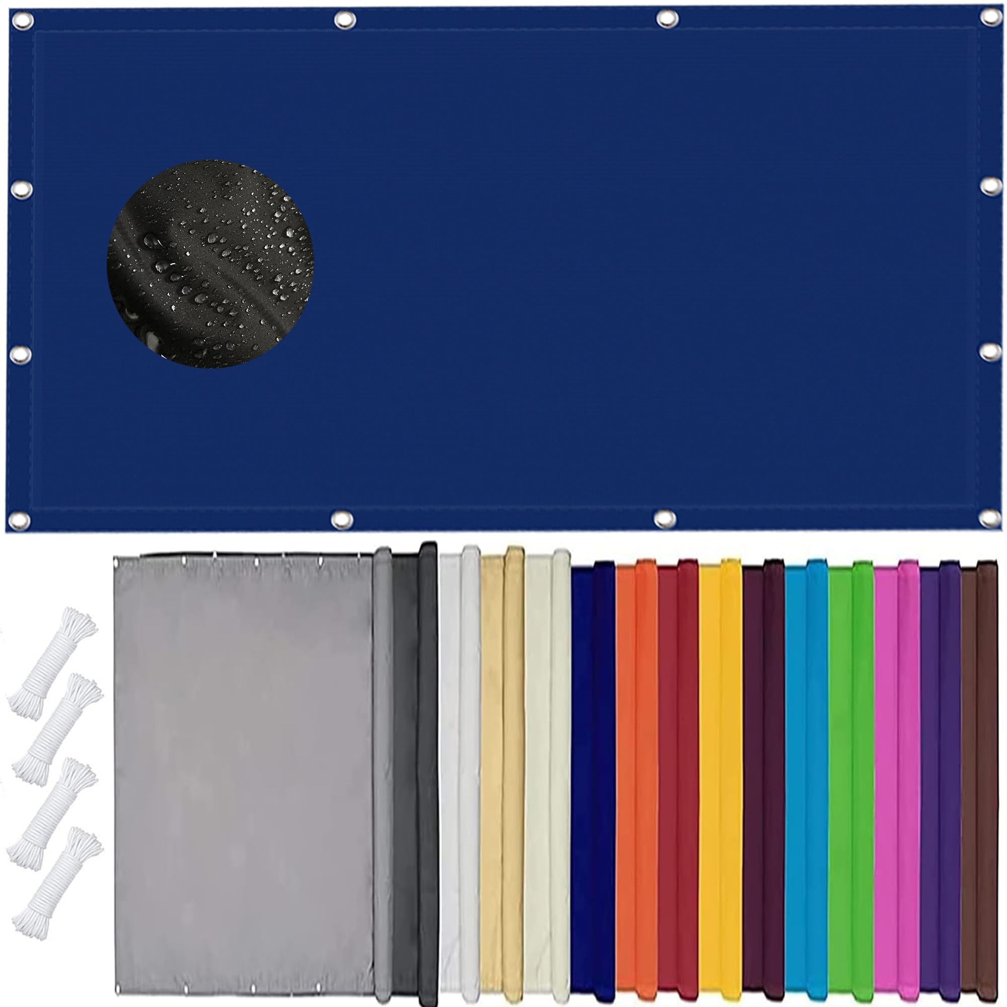 GLDYTVF Outdoor Patio Sunshade Awning 0.6x3m Rectangle Waterproof Shade Cloth 95% Block Sun UV Resistant Windproof for Garden Navy Blue