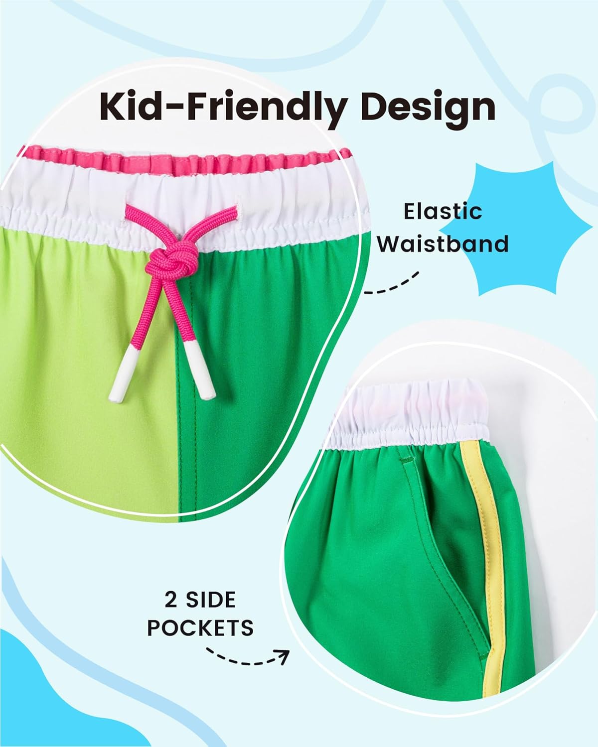Boys Swim Trunks with Compression Liner Vintage Quick Dry Swim Shorts Bathing Suit Toddler Boys Swimsuit with Pockets