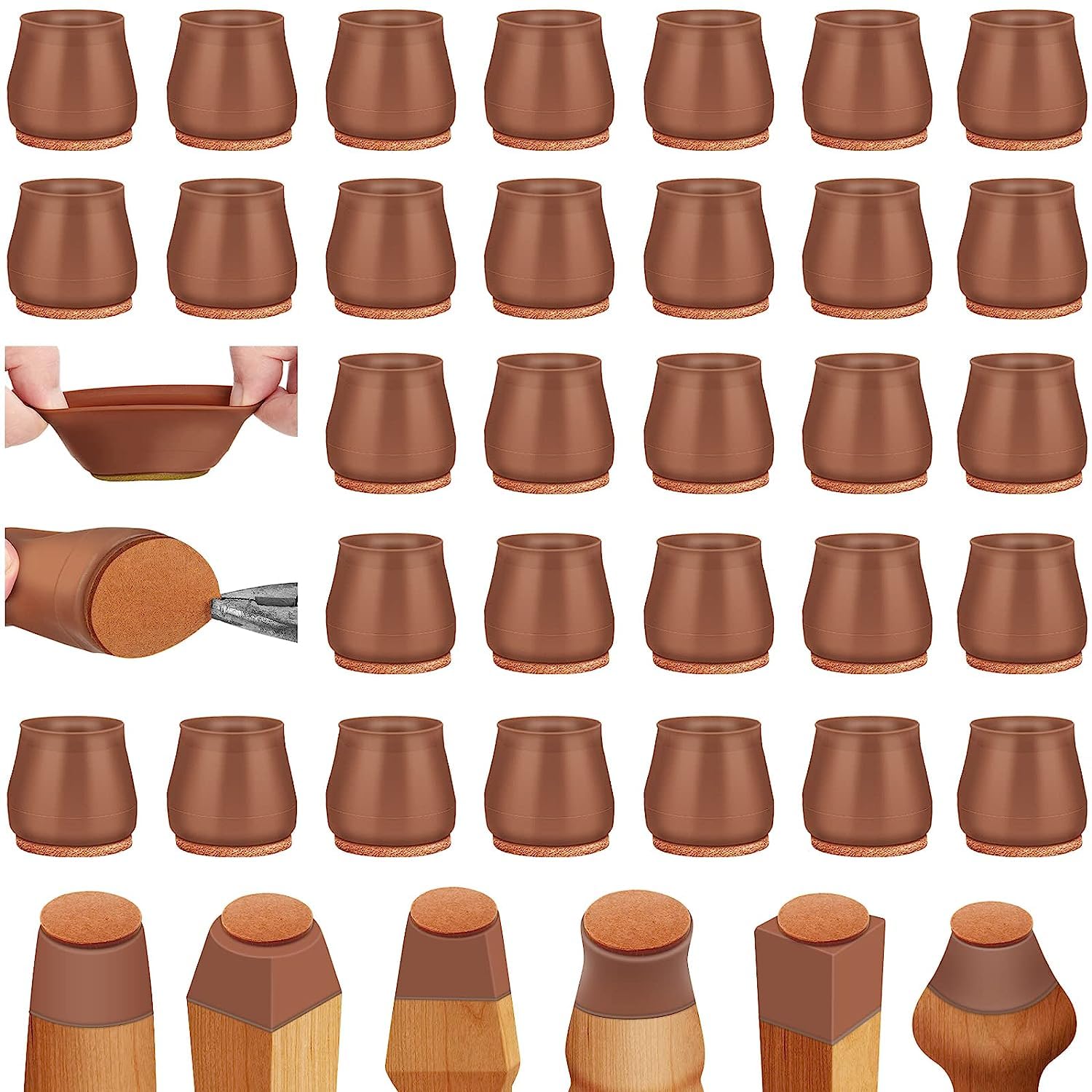 Akshved 24 Pcs Silicone Rubber Chair Leg Floor Protectors Chair Leg Caps Furniture Protector to Prevent Scratches, Reduce Noise, Anti-Slip Furniture Leg Covers for Chair, Stool Table (Brown) (B0CRDYNT1K) Amazon Price History, Amazon Price Tracker