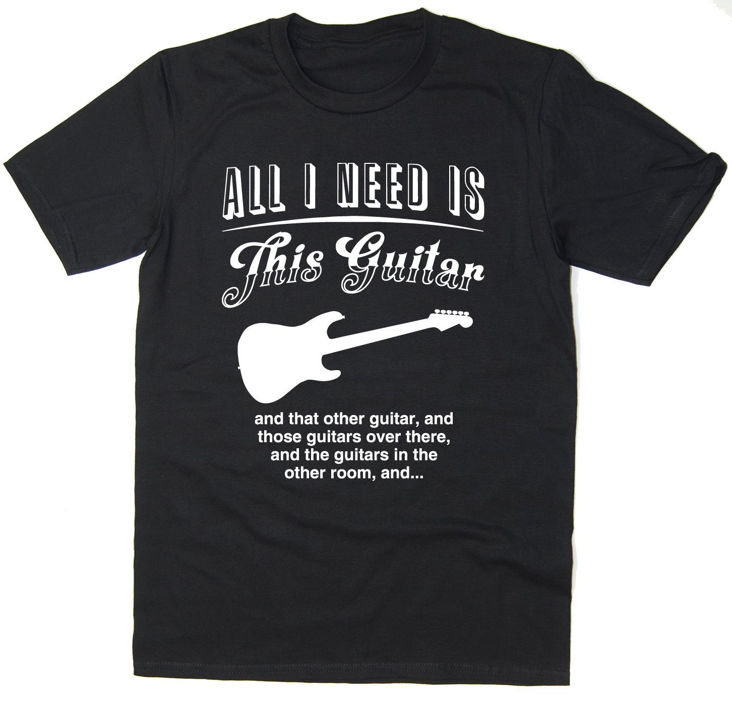 Rocket Fuel Clothing Men's Black Rocket Fuel 'All I Need Is This Guitar' Funny Printed T-Shirt - Medium
