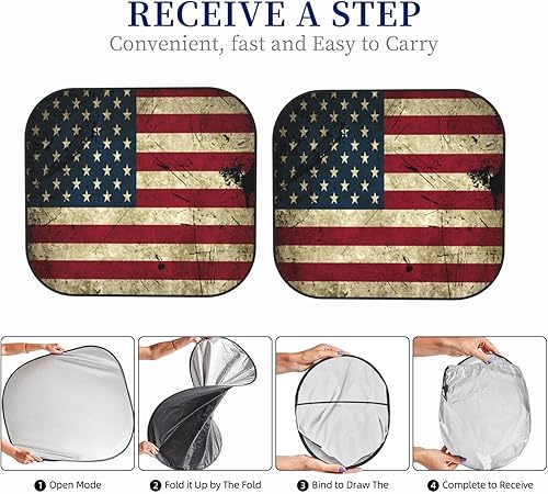 Miniatura 6 de Parasol plegable para parabrisas con bandera americana, 2 unidades, bloqueo de rayos UV, portátil, protector solar, accesorios para el interior del