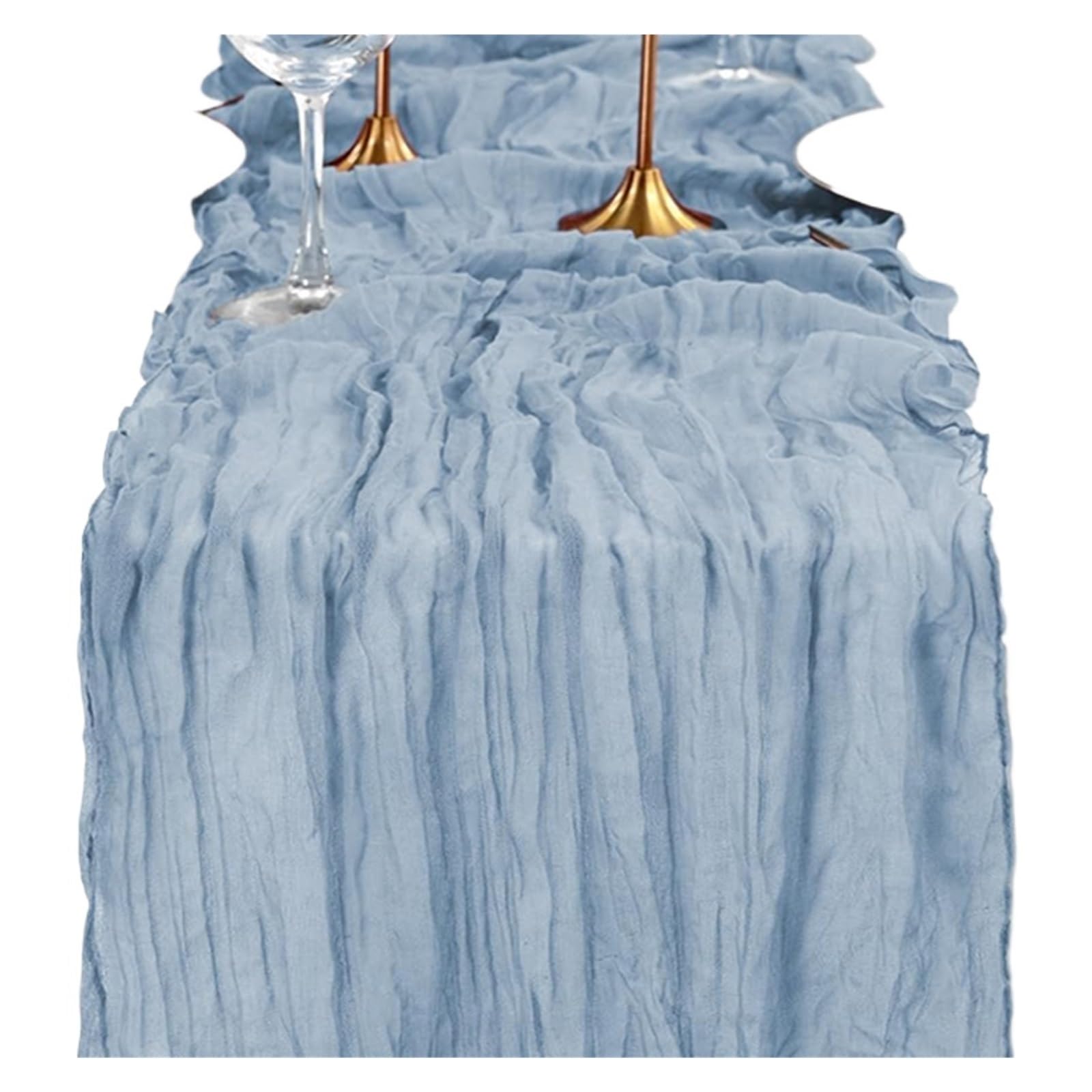 Chiffon Table Runner Table Runner Semi Sheer Fabric Cheese Cloth Party Wedding Bridal Shower Decor(Dusty Blue,90x180cm)