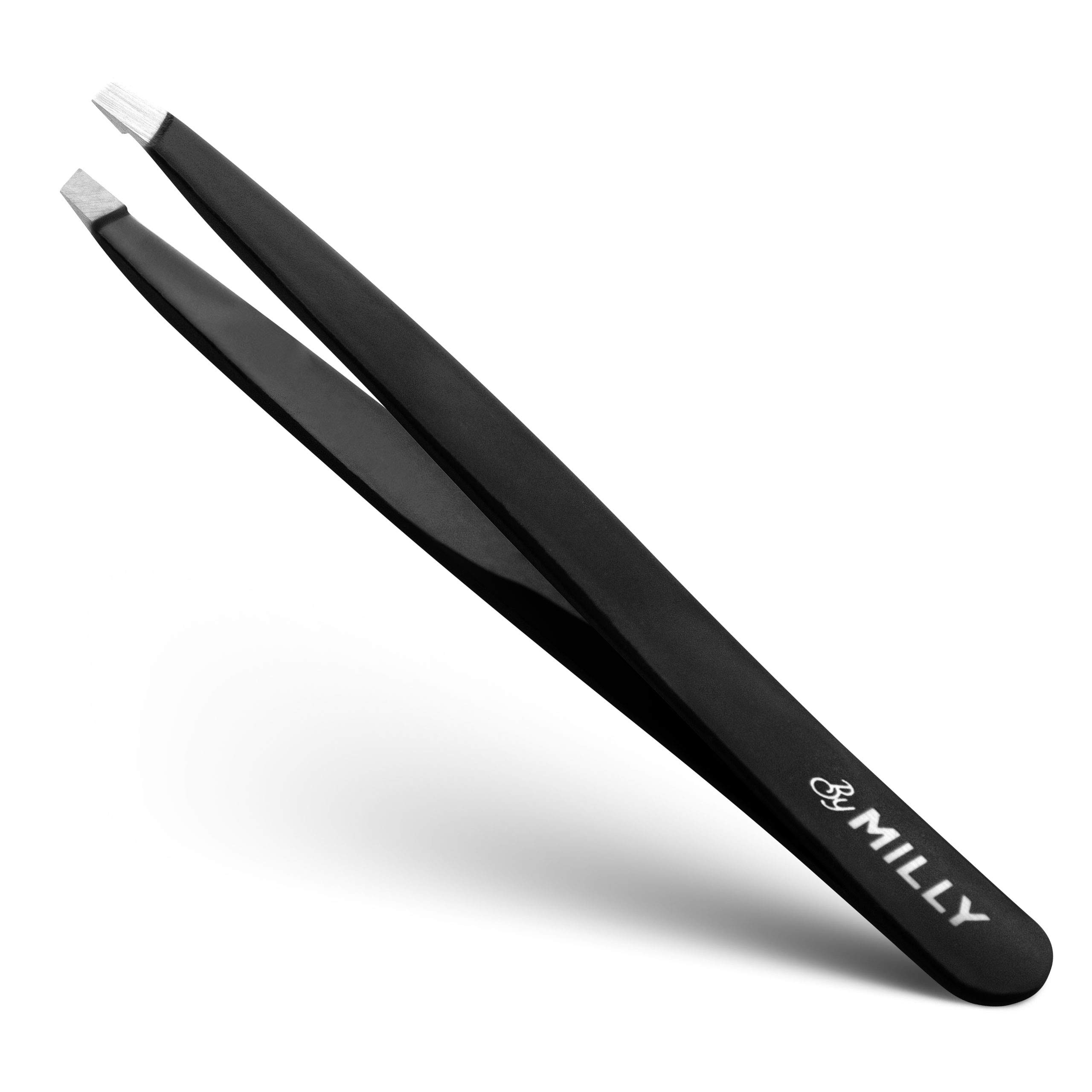 By MILLY Professional Slanted Tweezers for Women and Men | High Carbon Stainless Steel Sharp Tweezer | Tweezers for Women Facial Hair Plucking,