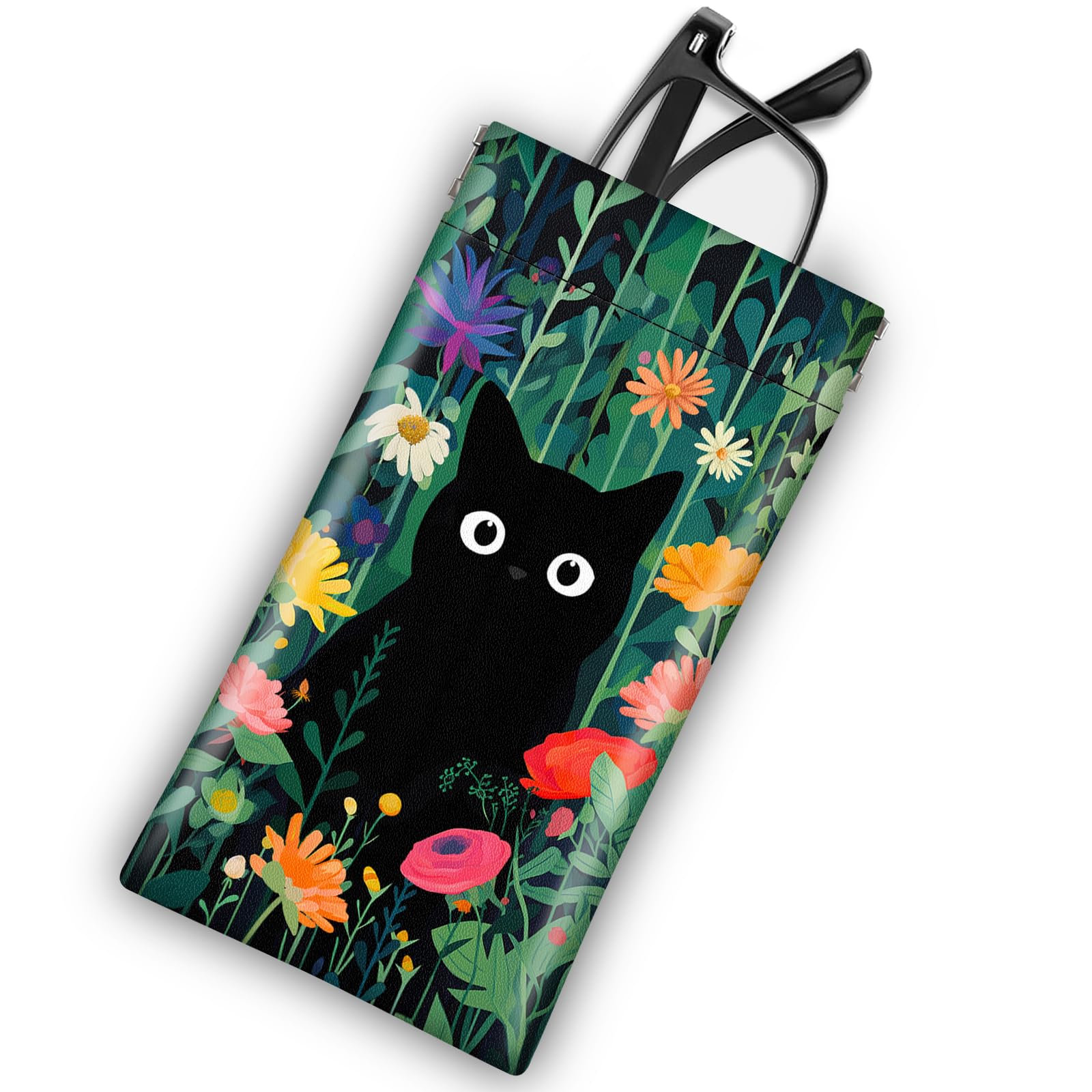 Mcapirivo Soft Sunglasses Eyeglass Glasses Case,7x3.5inch Portable PU Leather Squeeze Top Holder Bag Pouch for Women Men