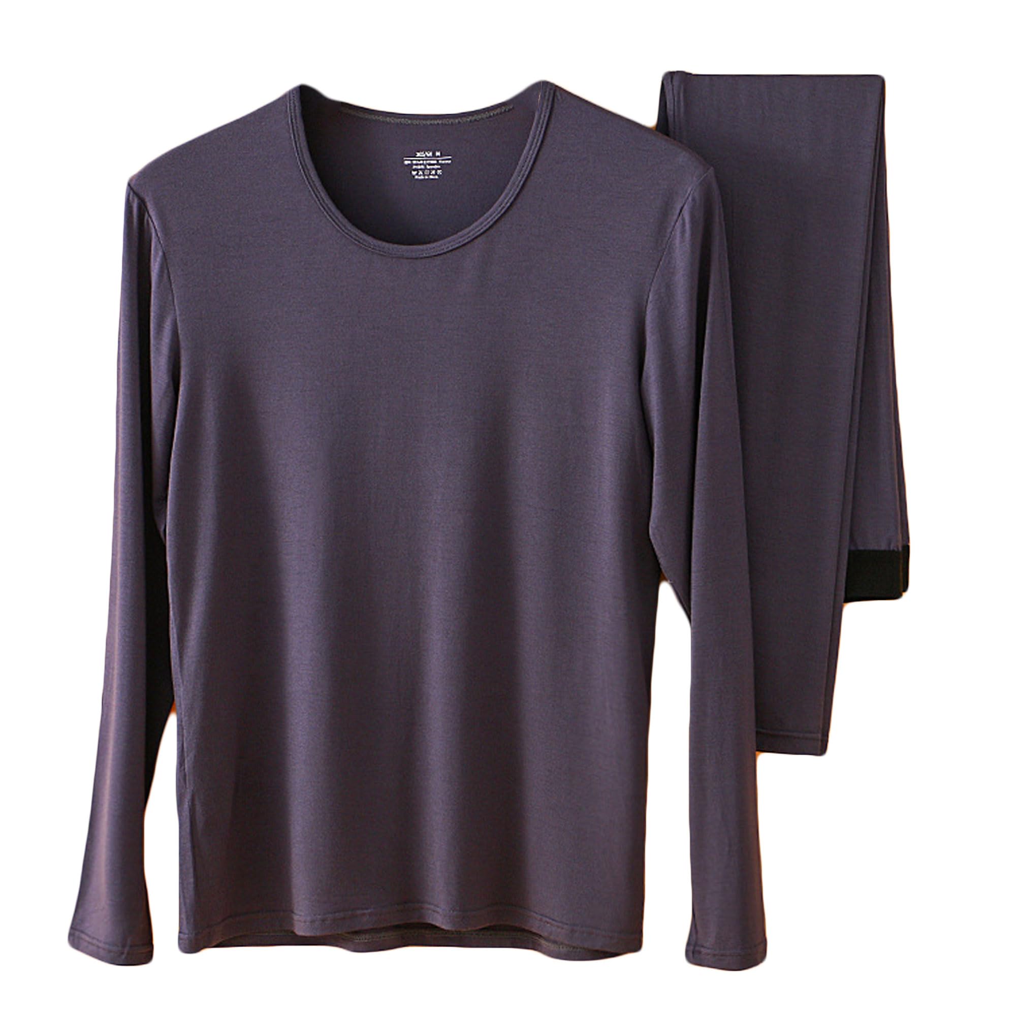 Letuwj Thermal underwear men's bottoming thermal underwear set Dark grey 2XL