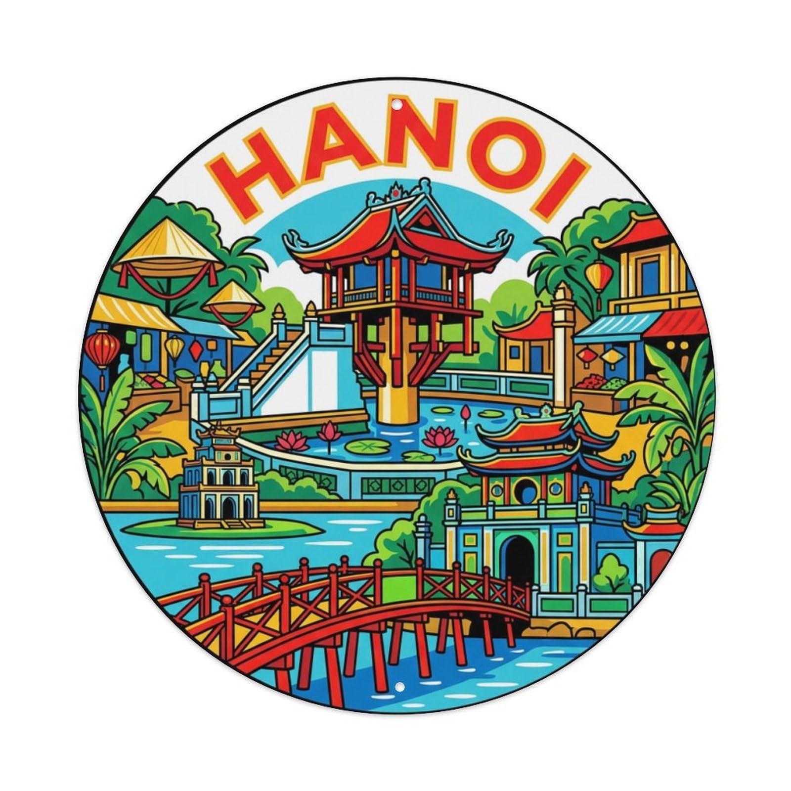 Vintage Travel Vietnam Hanoi Metal Tin Sign