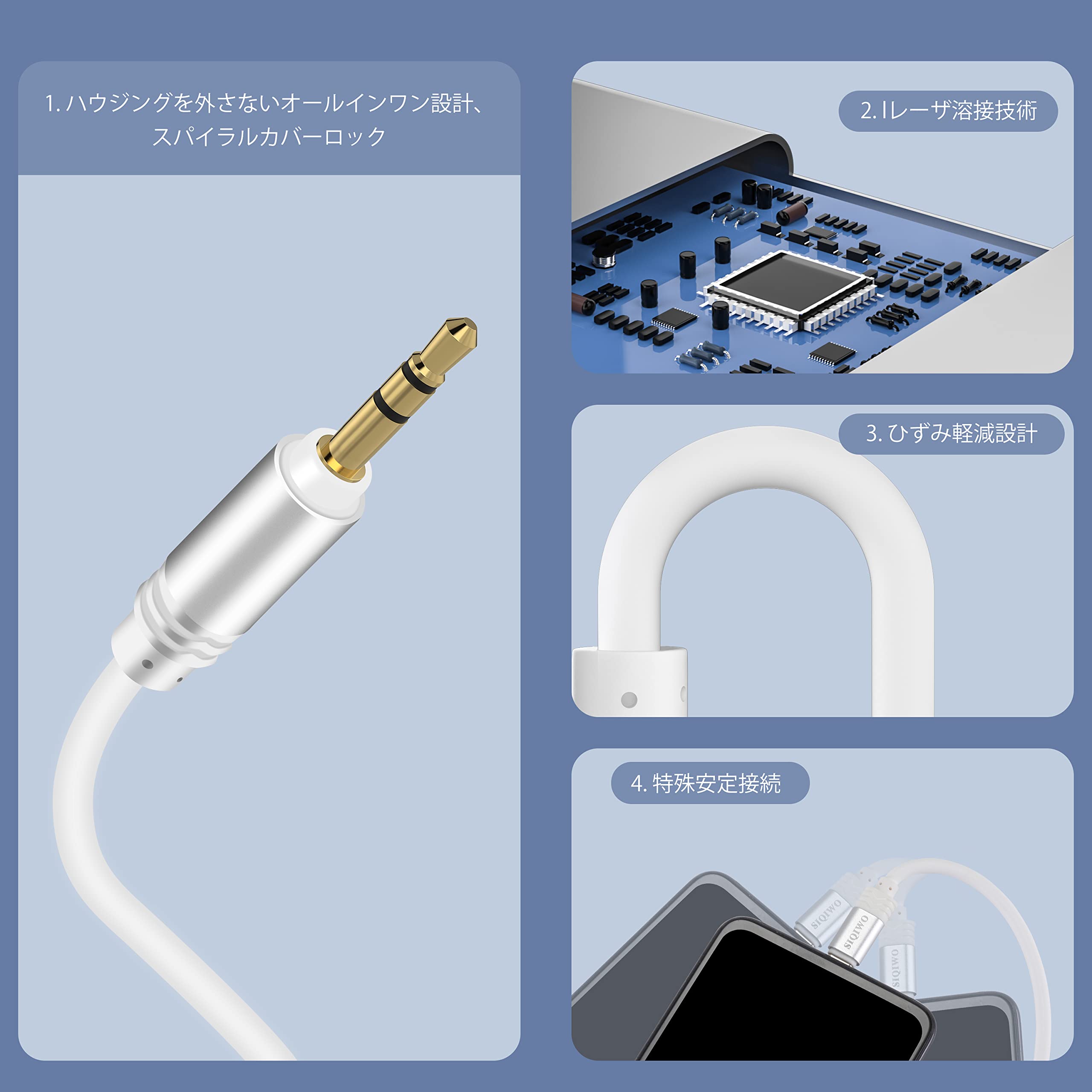 Amazon | SIQIWO AUX ケーブル タイプC [2M] USB-C to 3.5mm 変換