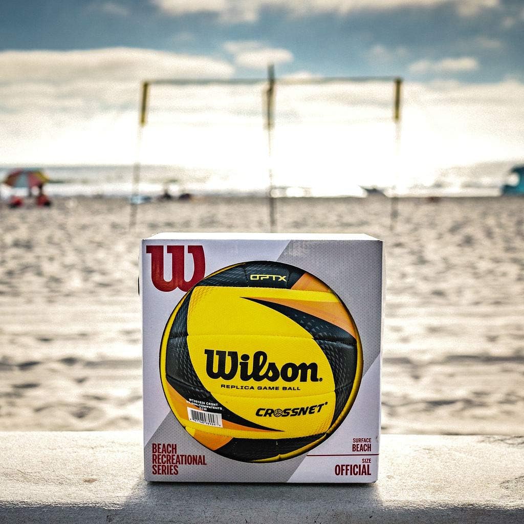 CROSSNET Wilson X OPTX Replica Beach Volleyball - Beach Ball for Adults with Visual Spin Technology; Beach Ball for Four Square Volleyball ; Outdoor Volleyball for Friends and Family - 10" x 10" X10…